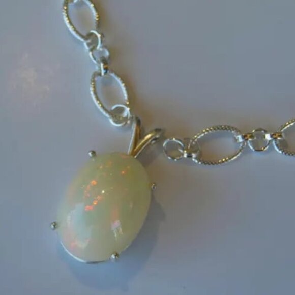 Huge Precious Color Play Opal in Sterling Silver Pendant - Picture 12 of 16